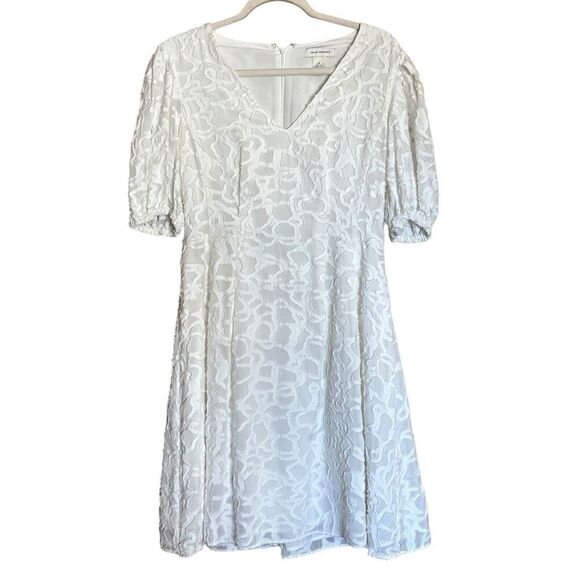 sachin and babi light blue dress Molli Sheer Puff Sleeve Twist Feature Dress White